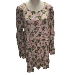 Matilda Jane Like a Lady Floral Tunic Blouse Womens XL Pink Boho Preppy Feminine